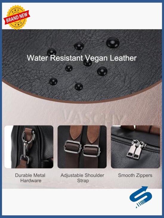 Large Vegan Leather Backpack Purse with Wallet Pouch Set Convertible Handbag
